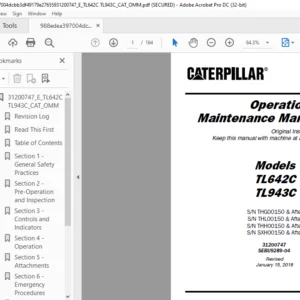Cat TL642C TL943C Operation & Maintenance Manual - PDF DOWNLOAD