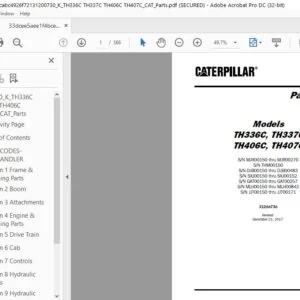 Cat TH336C TH337C TH406C TH407C Telehandler Parts Catalog PDF