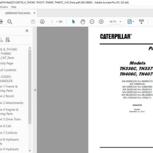 Cat TH336C TH337C TH406C TH407C Telehandler Spare Parts Manual PDF