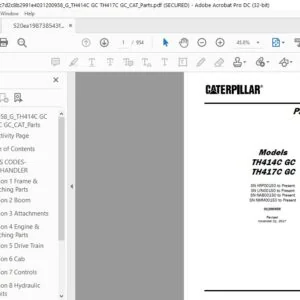 Cat TTH414C GC TH417C GC Telehandler Parts Manual - PDF DOWNLOAD