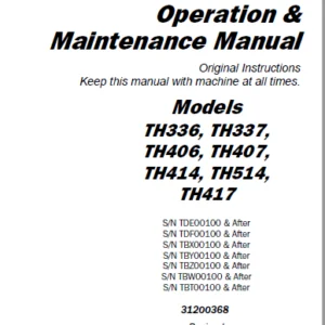 Cat Telehandler Personnel Work Platform Engine + Operation & Maintenance Manual - PDF DOWNLOAD
