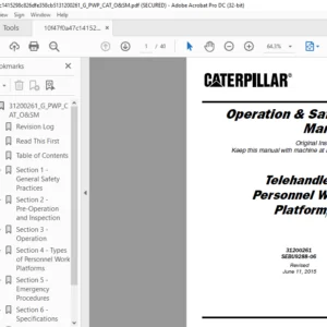 Cat Telehandler Personnel Work Platform Operation & Safety Manual - PDF DOWNLOAD