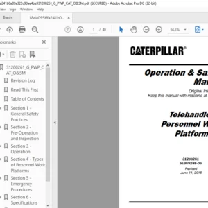Cat Telehandler Personnel Work Platform Operation & Safety Manual - PDF DOWNLOAD