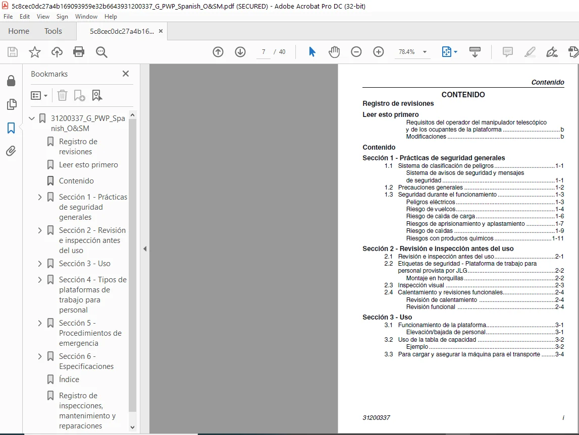 Cat Telehandler Plataforma de trabajo para personal para manipulador telescópico - Manual del operador - PDF DOWNLOAD (Spanish) - Image 3
