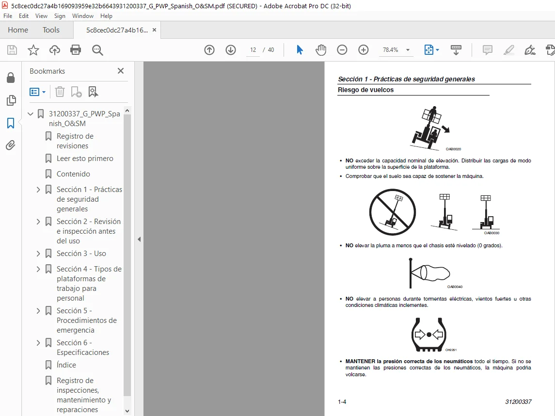Cat Telehandler Plataforma de trabajo para personal para manipulador telescópico - Manual del operador - PDF DOWNLOAD (Spanish) - Image 4