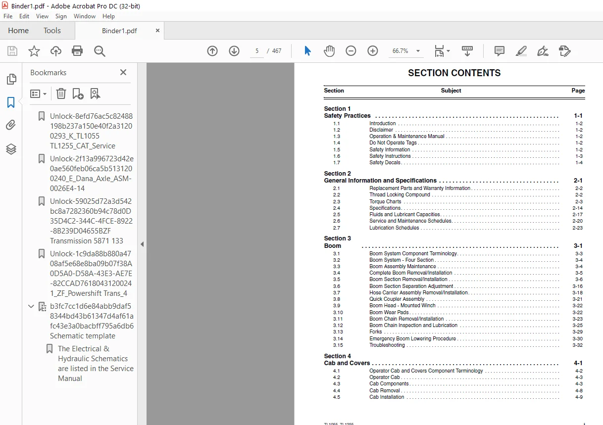 Cat Telehandler TL1055 TL1255 Service Manual - PDF DOWNLOAD - Image 3