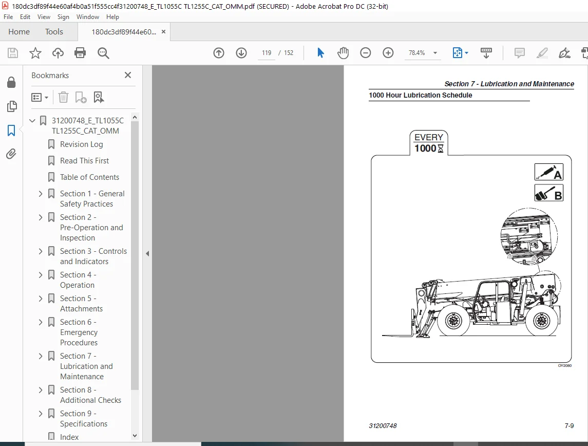 Cat Telehandler TL1055C TL1255C Operation & Safety Manual - PDF DOWNLOAD - Image 2