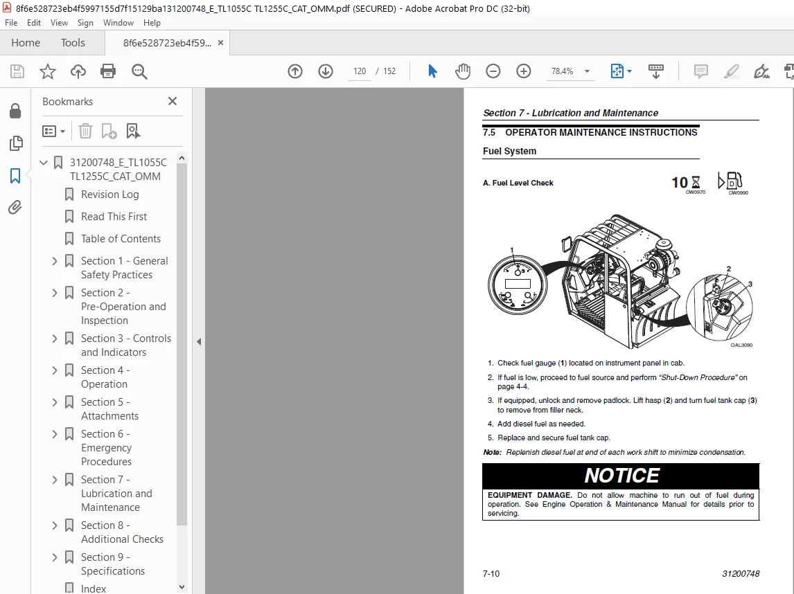 Cat Telehandler TL1055C TL1255C Operation & Safety Manual - PDF DOWNLOAD - Image 3