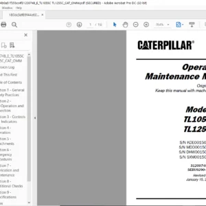 Cat Telehandler TL1055C TL1255C Operation & Safety Manual - PDF DOWNLOAD