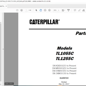 Cat Telehandler TL1055C TL1255C Parts Manual  - PDF DOWNLOAD