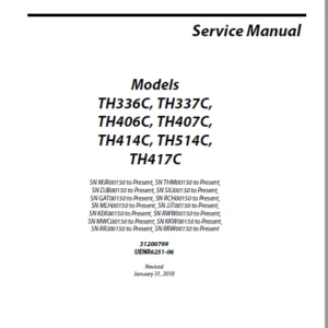 Cat telehandler TH336C TH337C TH406C TH407C TH414C TH514C TH417C  Axle Disassembly/Assembly Manual + Service Manual + schematic Manual - PDF DOWNLOAD