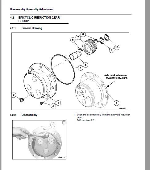 Cat telehandler TH336 TH337 TH406 TH407 TH414 TH514 TH417 Axle Disassembly/Assembly Manual + Service Manual + schematic Manual - Image 5