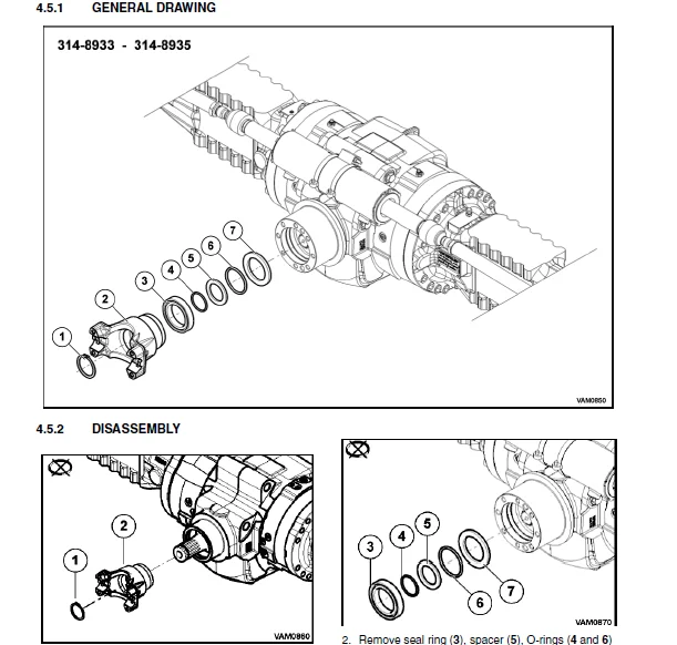 Cat telehandler TH336C TH337C TH406C TH407C TH414C TH514C TH417C Axle Disassembly/Assembly Manual + Axle Service Manual + Service Manual - Image 5