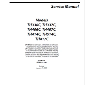 Cat telehandler TH336C TH337C TH406C TH407C TH414C TH514C TH417C  + Axle Disassembly/Assembly Manual Service Manual  +  schematic  - PDF DOWNLOAD