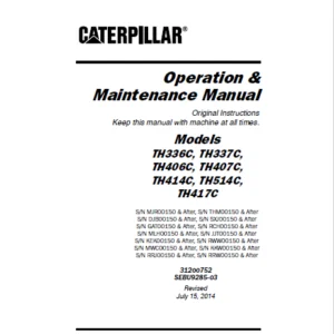 Cat telehandler TH336C TH337C TH406C TH407C TH414C TH514C TH417C Engine  + Operation & Maintenance Manual