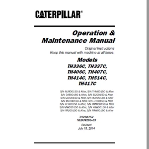 Cat telehandler TH336C TH337C TH406C TH407C TH414C TH514C TH417C Operation & Maintenance Manual - PDF DOWNLOAD