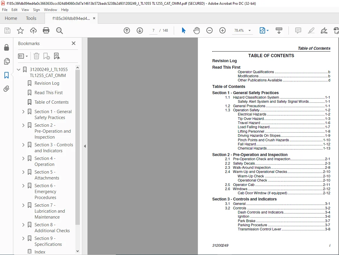 CatTL1055 TL1255 Operation & Maintenance Manual - PDF DOWNLOAD - Image 3