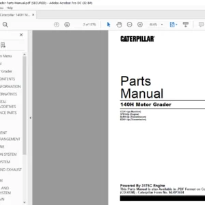 Caterpillar 140H Motor Grader Parts Manual - PDF DOWNLOAD