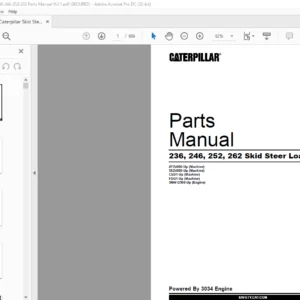 Caterpillar 236 246 252 262 Skid Steer Loader Parts Manual Vol 1 - PDF DOWNLOAD