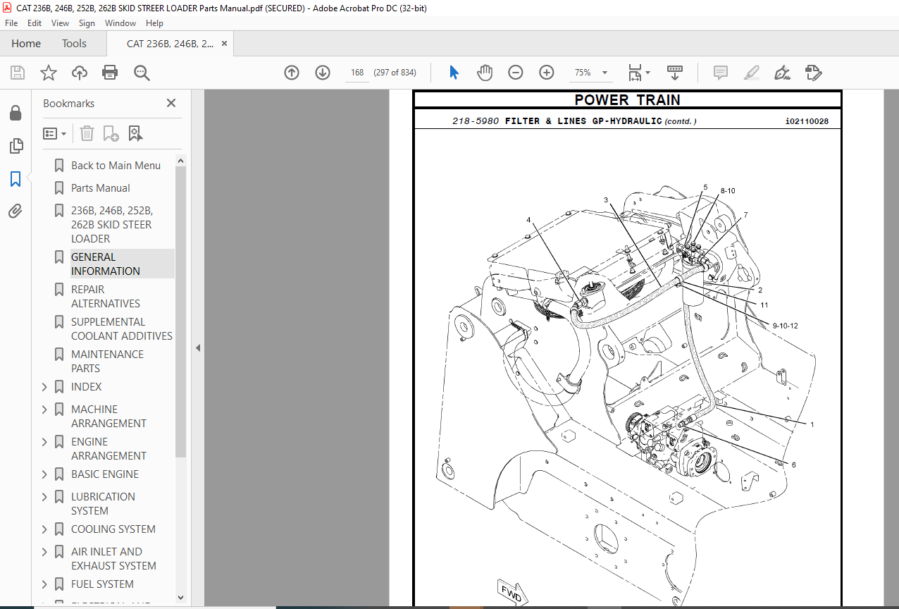 Caterpillar 236B 246B 252B 262B Skid Steer Loader Parts Manual PDF