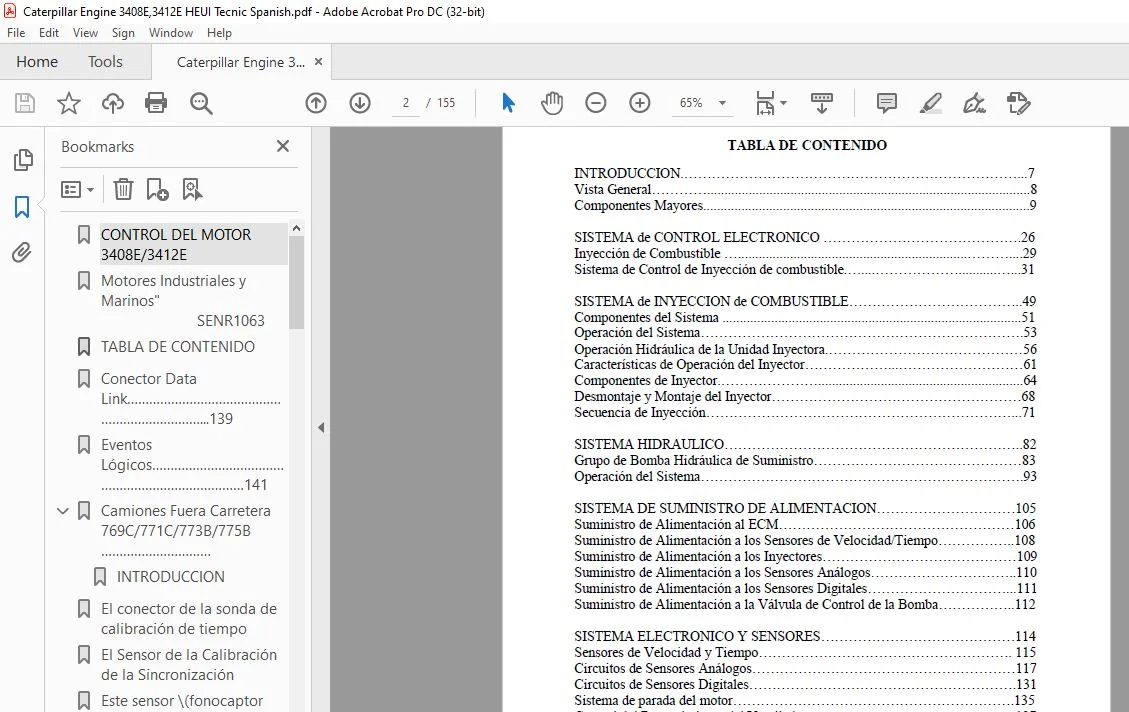 Caterpillar 3408E 3412E HEUI Fuel System Tecnica Manual - (Spanish) - Image 2