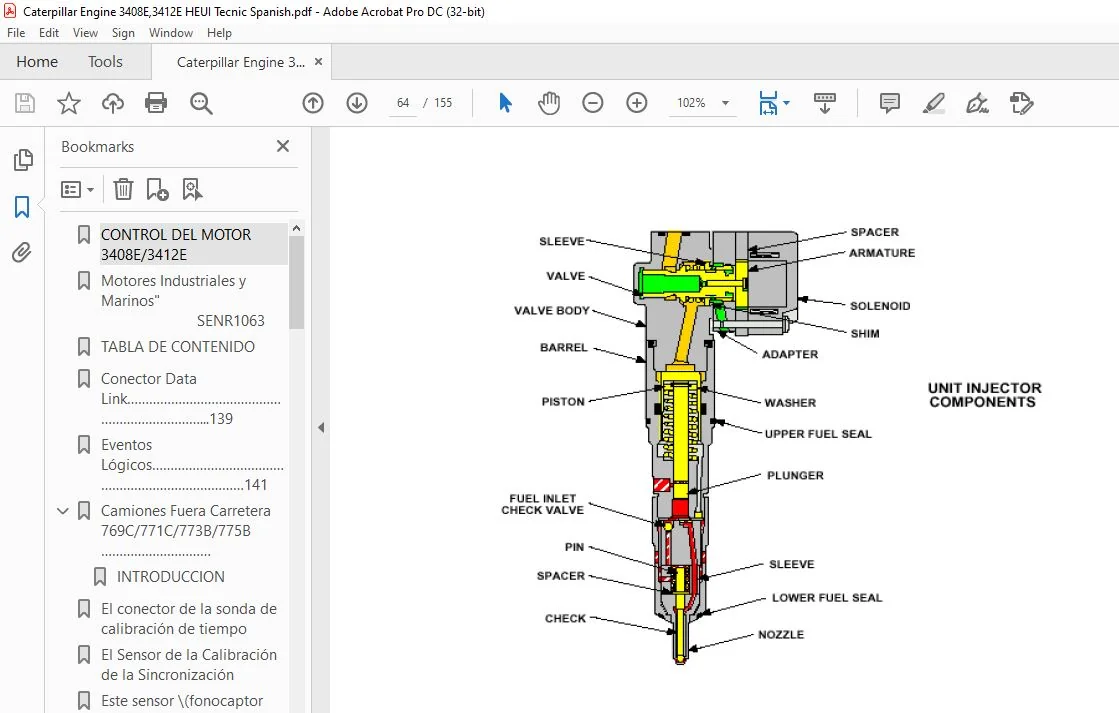 Caterpillar 3408E 3412E HEUI Fuel System Tecnica Manual - (Spanish) - Image 5