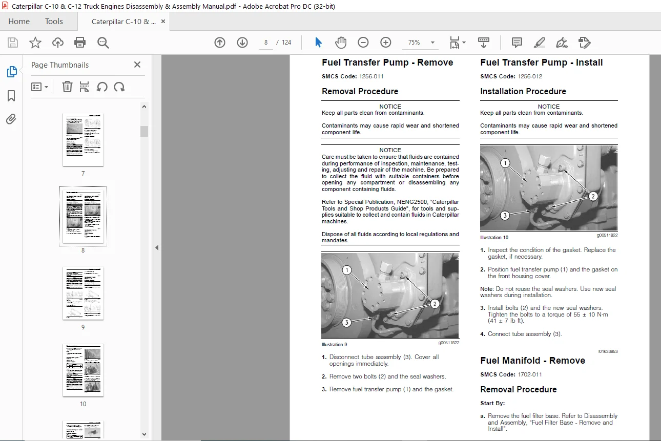 Caterpillar C-10 & C-12 Truck Engines Disassembly & Assembly Manual - Image 5
