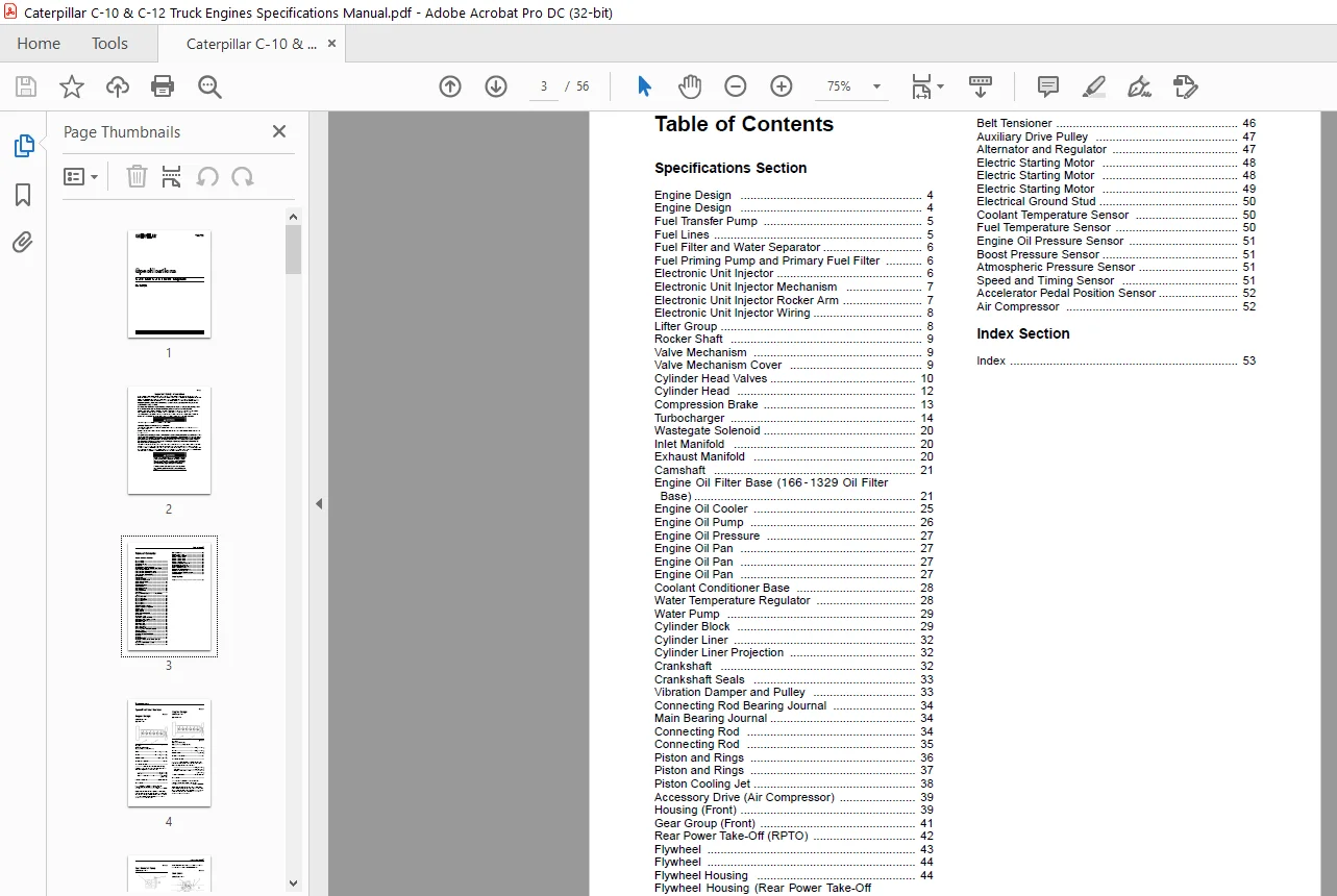 Caterpillar C-10 & C-12 Truck Engines Specifications Manual - PDF DOWNLOAD - Image 2