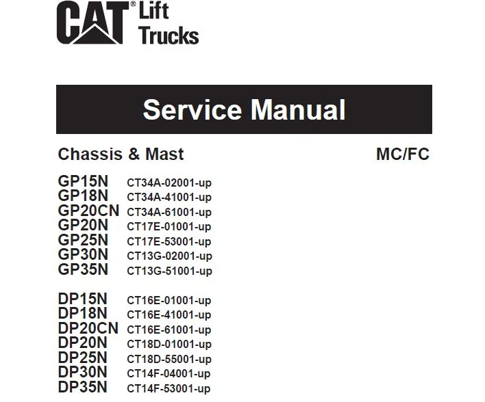 Caterpillar CAT DP18N Forklift Trucks Service,Operation & Maintenance Manual - Image 4