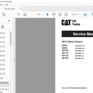 Caterpillar Cat DP115 Lift Trucks Service Manual – Complete Set – PDF DOWNLOAD