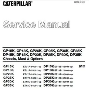 Caterpillar Cat DP18K MC Forklift Trucks Service Manual - COMPLETE SET- PDF DOWNLOAD