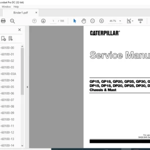 Caterpillar Cat DP20 FC Lift Truck Service Manual - Complete Set - PDF DOWNLOAD