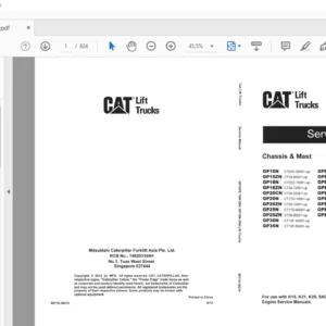 Caterpillar Cat DP20CND Lift Truck Service Manual - Complete Set - PDF DOWNLOAD