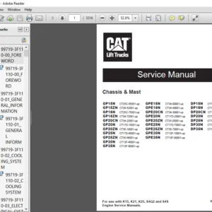 Caterpillar Cat DP20N Lift Truck Service Manual - Complete Set - PDF DOWNLOAD