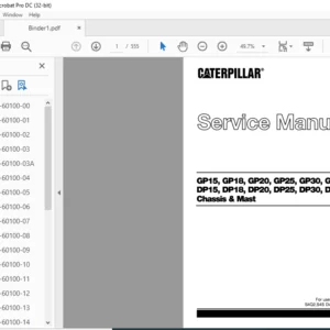 Caterpillar Cat DP25 FC Lift Truck Service Manual - Complete Set - PDF DOWNLOAD