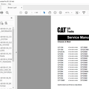 Caterpillar Cat DP25 NM Lift Truck Service Manual - Complete Set - PDF DOWNLOAD