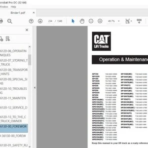 Caterpillar Cat DP25 NT Lift Trucks Service Manual - Complete Set - PDF DOWNLOAD