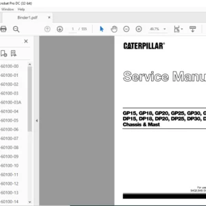 Caterpillar Cat DP30 FC Lift Truck Service Manual - PDF DOWNLOAD