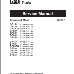 Caterpillar Cat DP35N Lift Trucks Service Manuals - PDF DOWNLOAD
