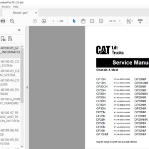 Caterpillar Cat DP35NM Lift Truck Service Manual - Complete Set - PDF DOWNLOAD