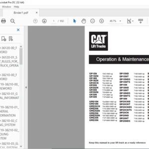 Caterpillar Cat DP35NT Lift Trucks Service, Operation & Maintenance Manuals - PDF DOWNLOAD