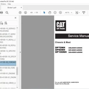 Caterpillar Cat DP80NH Lift Trucks Service, Operation & Maintenance Manuals - PDF DOWNLOAD
