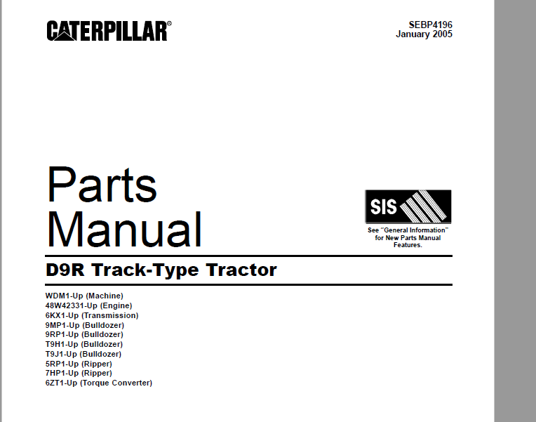 Caterpillar D9R Track-Type Tractor Parts Manual - PDF DOWNLOAD ...