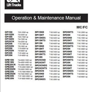 Caterpillar Lift Truck DP15ND NDS NT NTS Service Operation & Maintenance Manual - PDF DOWNLOAD