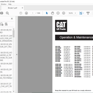 Caterpillar Lift Truck DP18ND NDS NT NTS Service, Operation & Maintenance Manual - COMPLETE SET