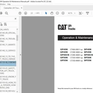 Caterpillar Lift Truck DP50N Operation & Maintenance Manuals - Complete Set - PDF DOWNLOAD