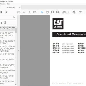 Caterpillar Lift Truck DP55N Service, Operation & Maintenance Manuals - Complete Set - PDF DOWNLOAD