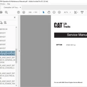 Caterpillar Lift Truck DP70N Service, Operation & Maintenance Manuals - Complete Set - PDF DOWNLOAD