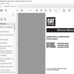 Caterpillar Lift Truck DP70NH Service Manual - Complete Set - PDF DOWNLOAD