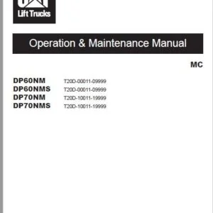 Caterpillar Lift Truck DP70NMS Service, Operation & Maintenance Manuals - Complete Set - PDF DOWNLOAD